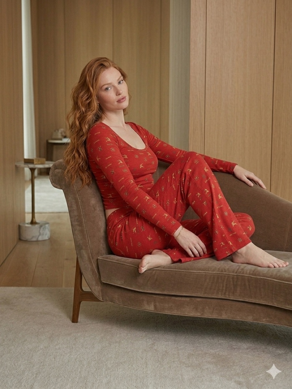 SKIMS Crimson Pointelle Sleep Set S/M NWT HOLIDAY SET - Picture 6 of 9